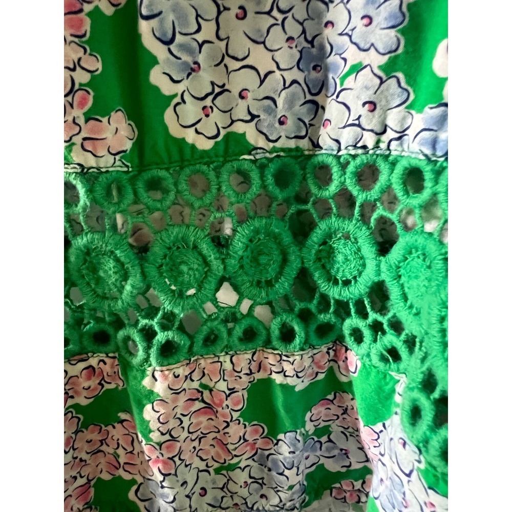 Crown & Ivy Womens S Hydrangea‎ Print Peasant Top Crochet Lace Trim - Picture 5 of 6